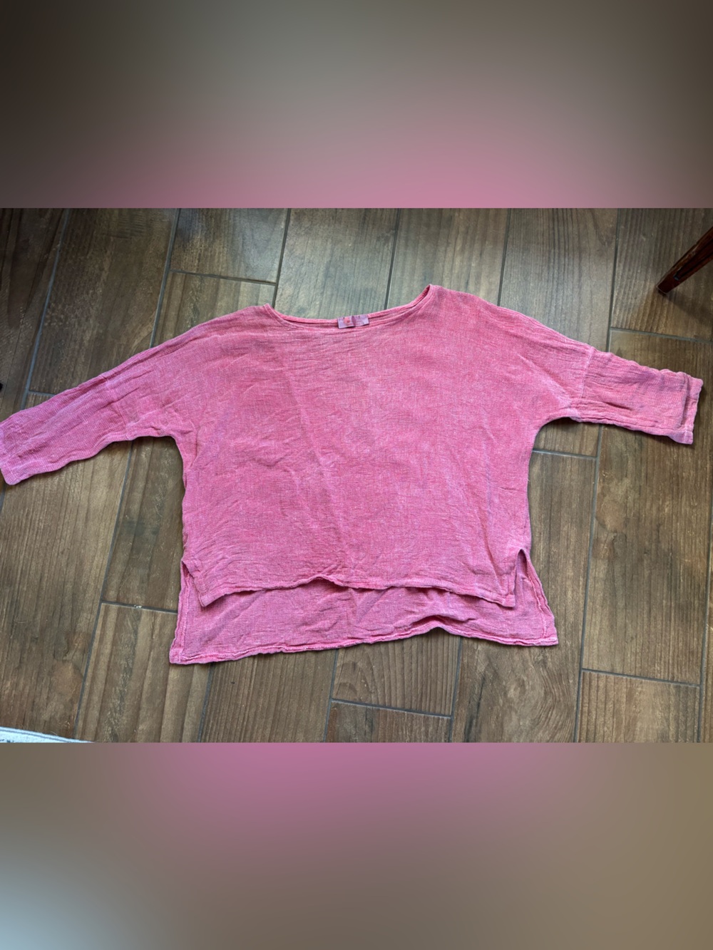 Tina Stephens Made in Italy Pink Linen Cotton Oversized Lagenlook Tunic Top OS